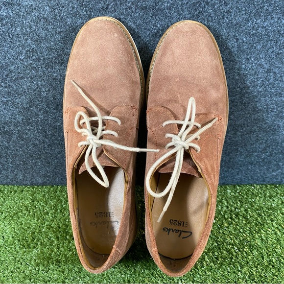 Clarks Suede Oxford Casual Shoes Mens 10.5 M Cognac Brown Leather Derby Lace Up main image 7